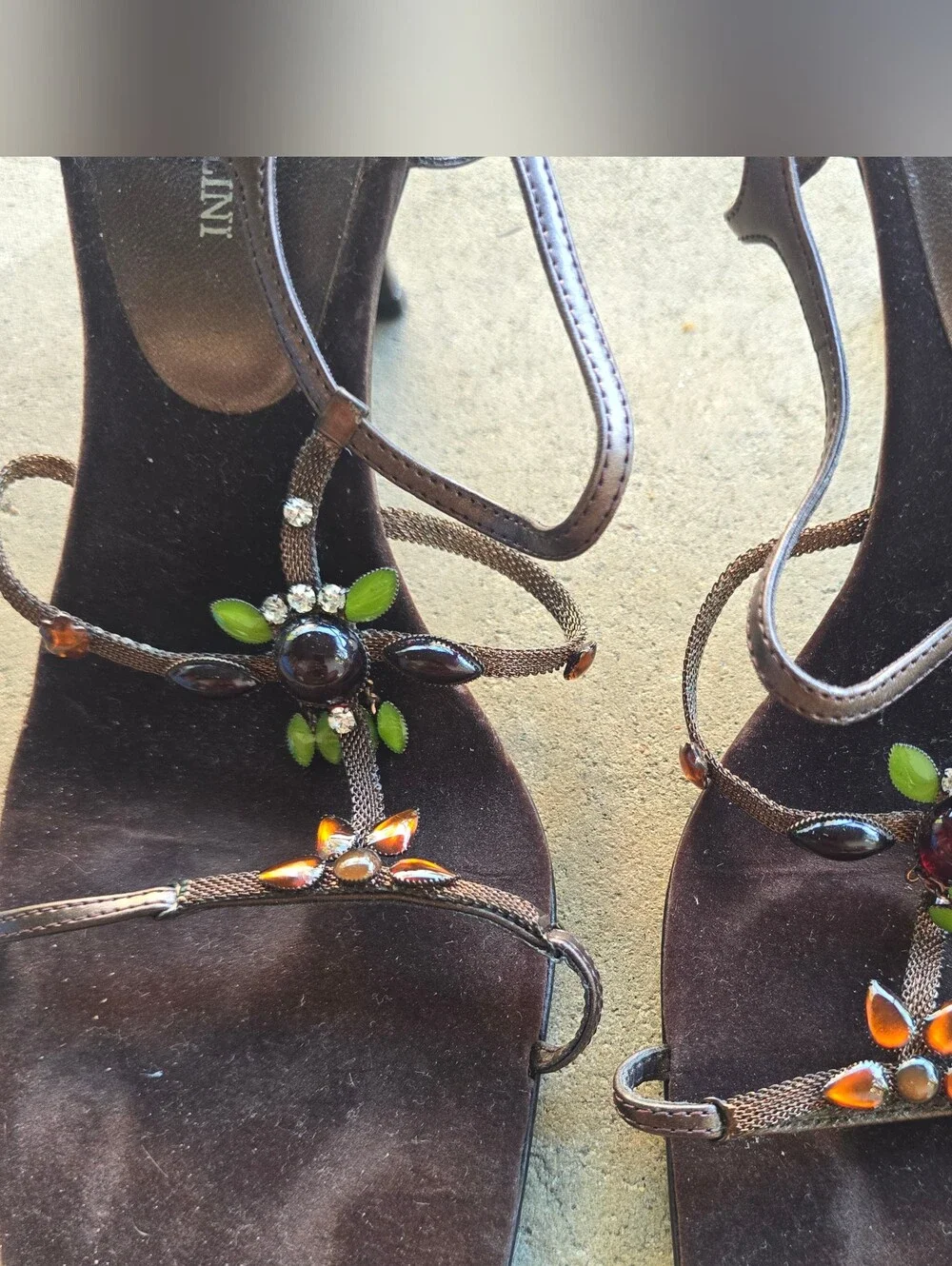 vintage y2k Whimsical Earth Fairy Euro Coded Chain Beaded heels 7.5